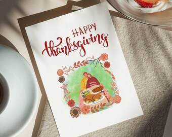First Thanksgiving Together Card for Newlyweds, The First Thanksgiving of Love-Card for Married, Printable Thanksgiving Day Greeting Card.