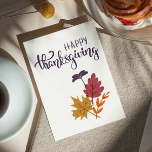 Printable Thanksgiving Card of Natural Beauty with Autumn Leaves, Thanksgiving Card with Autumn Leaves,  Happy Thanksgiving Day Greetings.