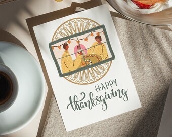 Custom Printable Thanksgiving Family Card, Thanksgiving Day Card, Thankul for Family Bonds, Digital Thanksgiving Dinner Card.