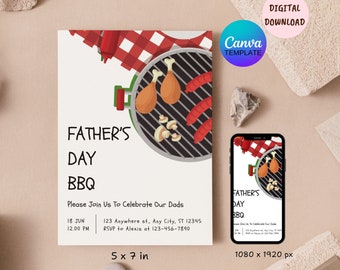 EDITABLE Fathers Day BBQ Invitation, Digital Fathers Day Lunch Meeting, Father's Day Celebrate, Fathers Outdoor BBQ Lunch, Happy Fathers Day