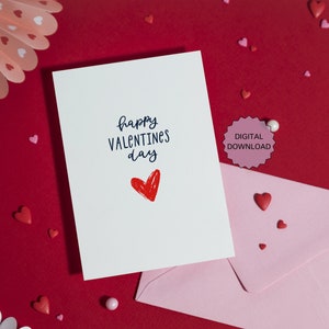 Tarjeta de San Valentín imprimible, tarjeta de aniversario, feliz día de San Valentín, te amo novio, novia, esposa, esposo, tarjeta con corazón.