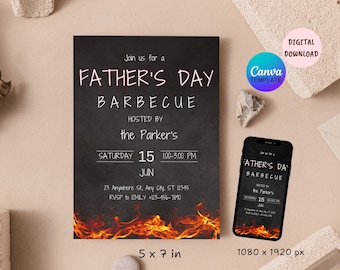 Father's Day Barbecue Invitation, Editable Fathers Day BBQ Lunch Invite, Digital Father's Day Invitation, Fathers Day BBQ Lunch, Outdoor BBQ