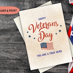 Afdrukbare veteranendagkaart, bedankt voor je service: veteranendagkaart, helden, wenskaart Veteranendag, wenskaart Veteranendag