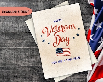 Veterans Day Card Printable, Thank You for Your Service: Veterans Day Card, Heroes, Veterans Day Greeting Card, Veterans Day Thank You Cards