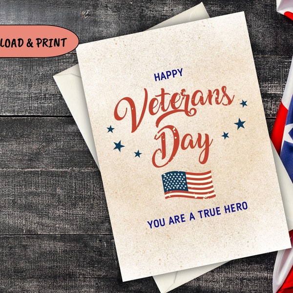 Veterans Day Card Printable, Thank You for Your Service: Veterans Day Card, Heroes, Veterans Day Greeting Card, Veterans Day Thank You Cards