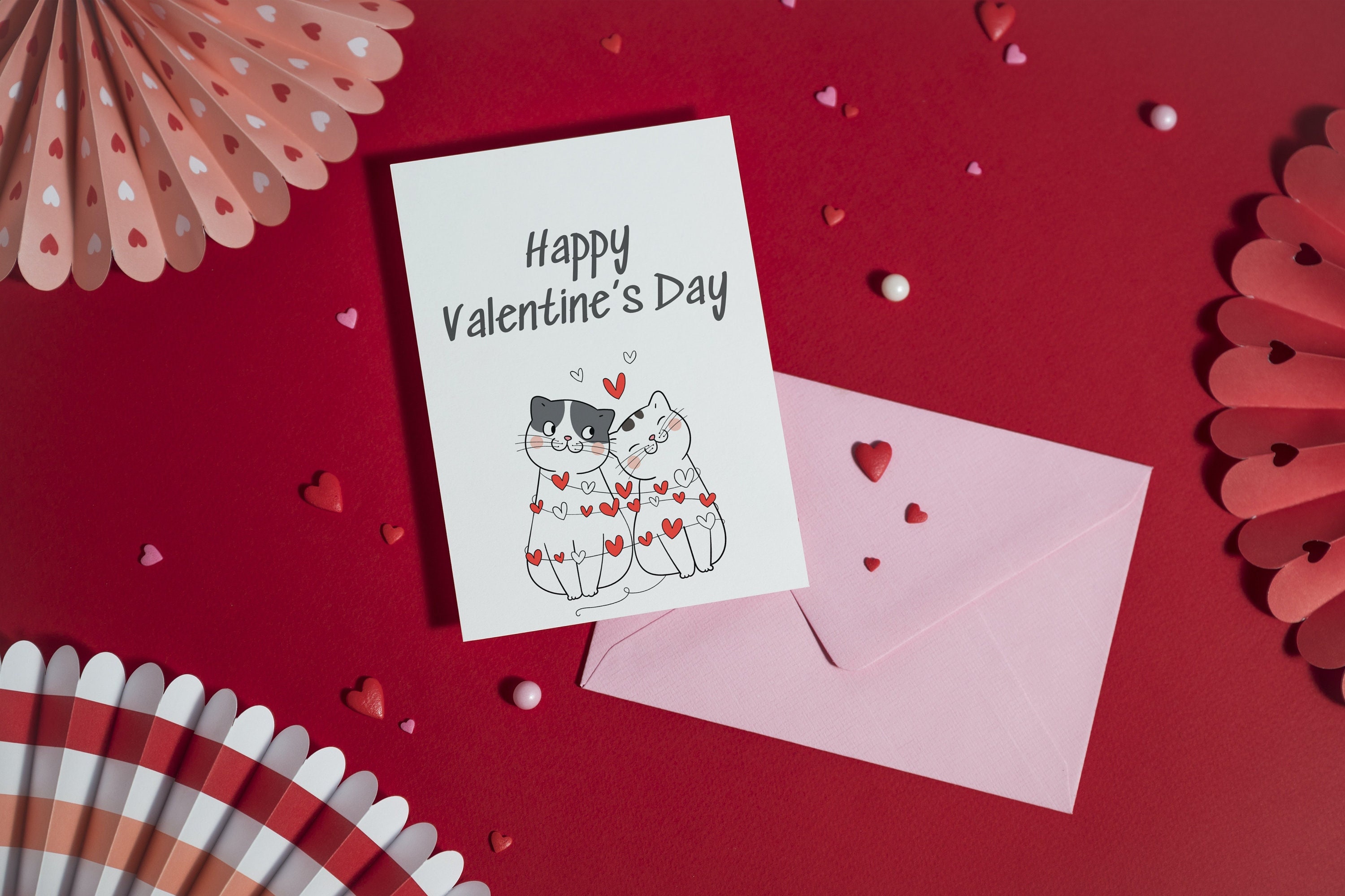 Cute Cats Valentines Day Card Printable Valentines Day Card Card For Him Her Husband Boyfriend
