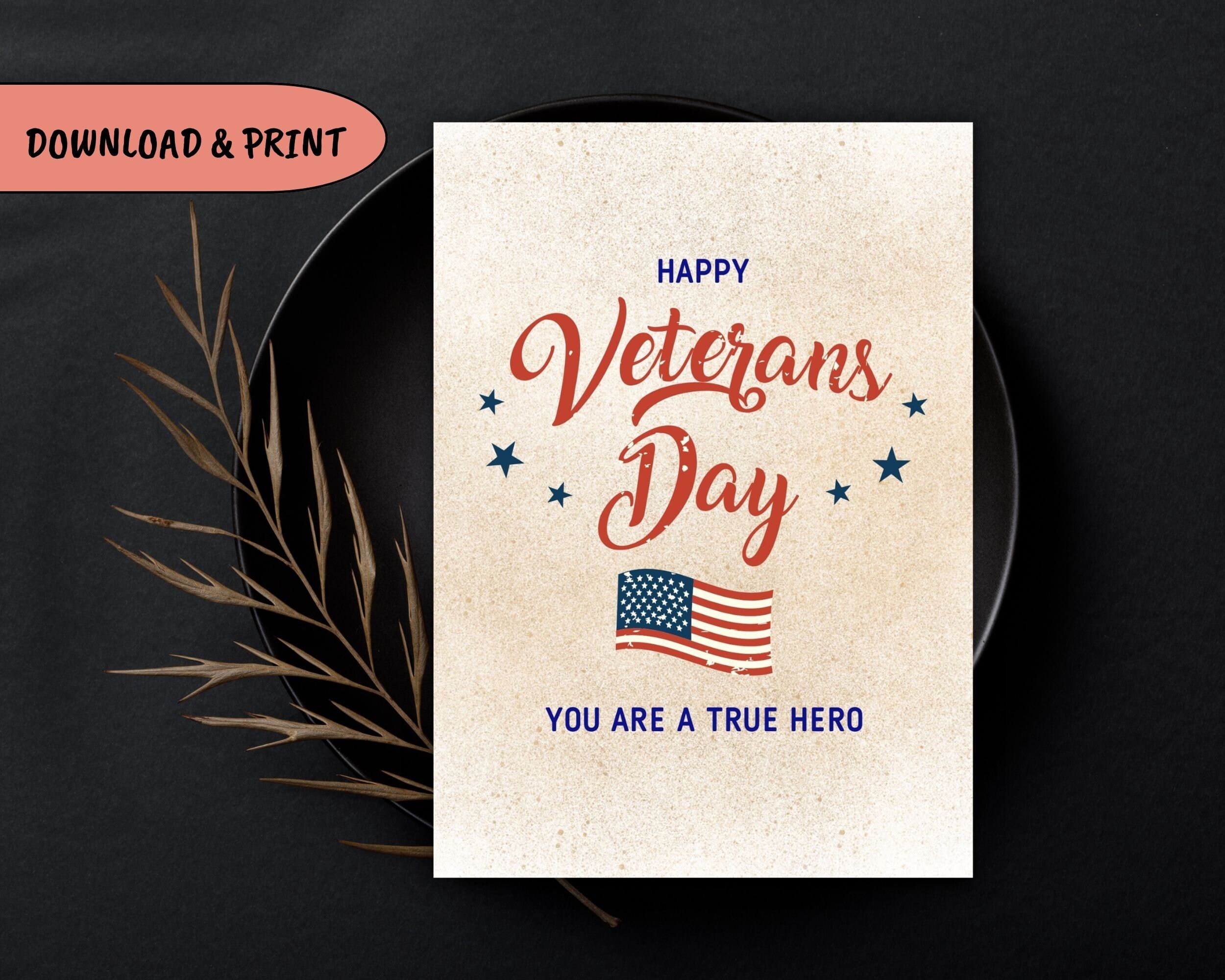 Veterans Day Card Printable, Thank You for Your Service Veterans Day