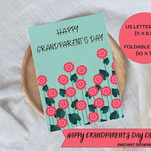 Tarjeta del Día de los Abuelos, Tarjeta Imprimible del Día de los Abuelos, Regalo para la Abuela, Tarjeta de Felicitación Digital, Feliz Día de los Abuelos, Descargar.