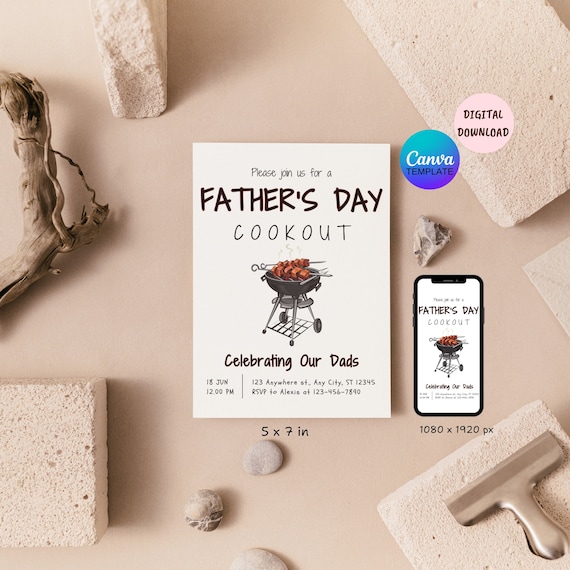 Editable Father's Day Cookout Invitation, Father's Day BBQ Invite, Printable Father's Day Barbecue Invite, Father's Day Celebration Our Dads