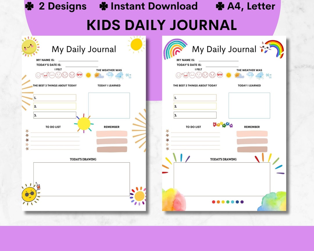 Printable Kids Daily Journal Journal for Kids Diary for - Etsy