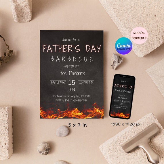 Father's Day Barbecue Invitation, Editable Fathers Day BBQ Lunch Invite, Digital Father's Day Invitation, Fathers Day BBQ Lunch, Outdoor BBQ