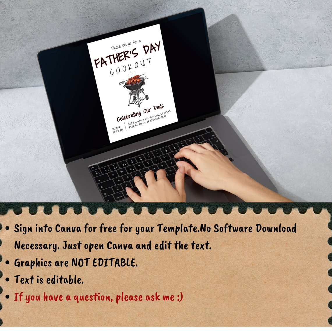 Editable Father's Day Cookout Invitation, Father's Day BBQ Invite ...