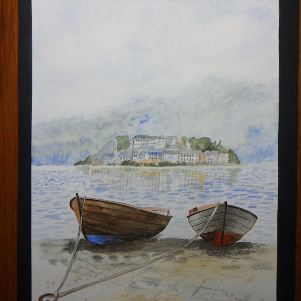 Aquarelle, bateaux, mer