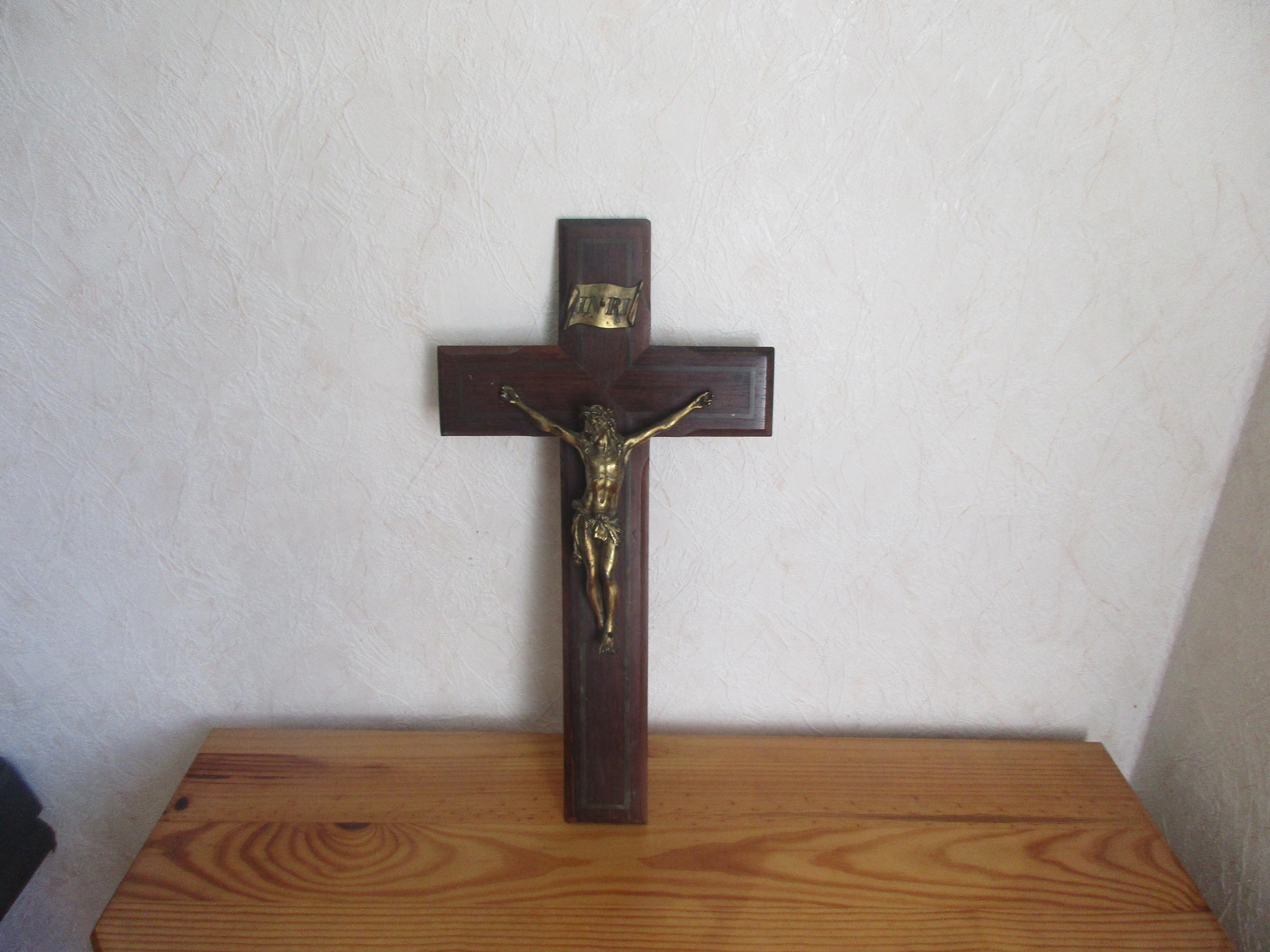 Crocefisso Da Parete Fratelli Bonella In Legno - Vintage Con Immagine Giubileo, Made In Italy - Foto 2