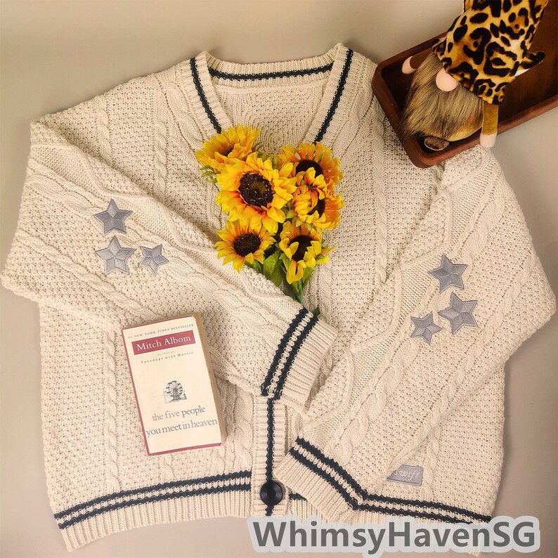 Taylor Swift Cardigan Embroidered Crewneck Cardigan Star Etsy