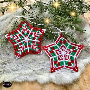 PDF Christmas Stars, Plastic Canvas Needlework, 7 count pattern english Needlepoint