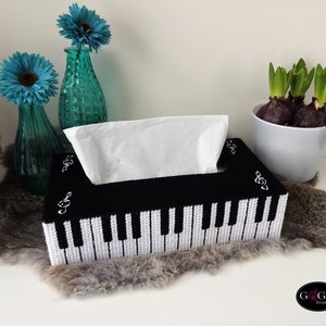 Copri scatola di fazzoletti per pianoforte in formato PDF, ricamo su tela di plastica, schema a 7 punti, ricamo inglese