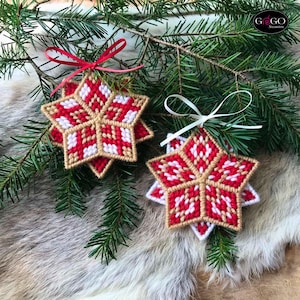 PDF Christmas Stars Noel, Plastic Canvas Needlework, 7 count pattern english Needlepoint