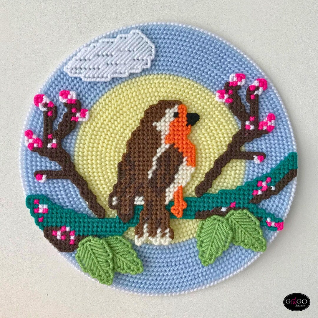 Robin Needlepoint Pattern PDF Robin Wall Circle, Plastic Canvas, 7 Count Pattern English ...