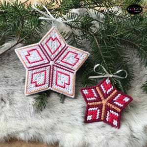 PDF Christmas Stars Yuletide, Plastic Canvas Needlework, 7 count pattern english Needlepoint