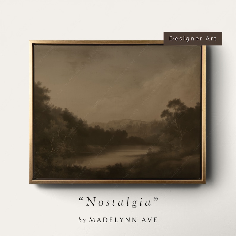 A canvas art print of a moody dark beautiful landscape, perfect style for fall