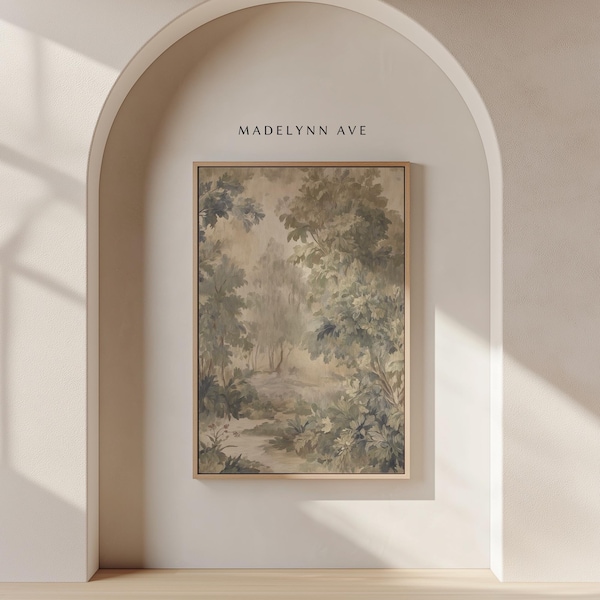 Eden: Elevated Tapestry-Inspired Art Print Painting - For Modern Curated Homes (Vertical Version - Framed Canvas or Unframed Print)