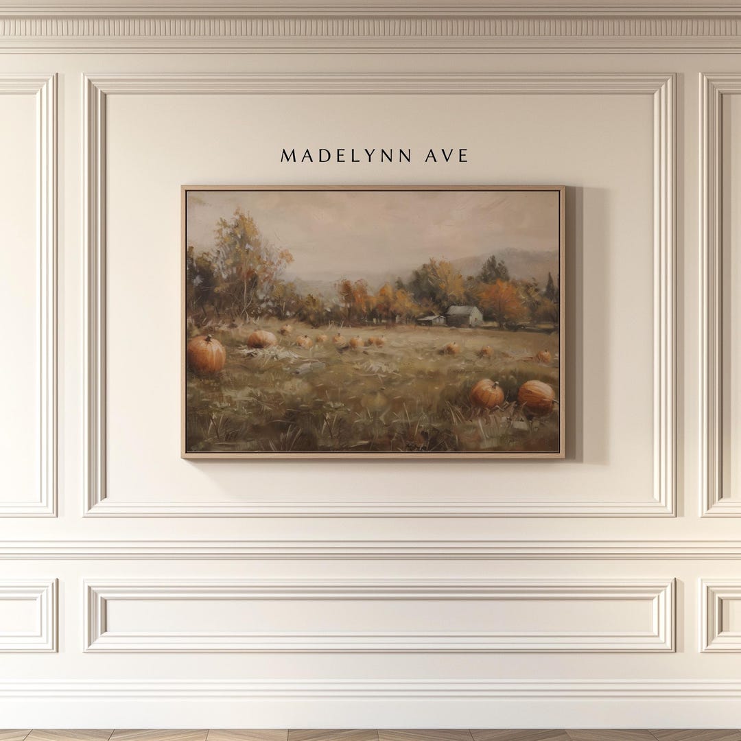 Pumpkin Patch Art Print - Fall Framed Canvas Wall Art, Artwork for ...