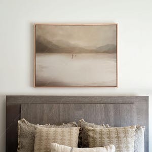 Framed Christian Minimalistic Art Print - Modern Religious Wall Art, Horizontal Painting of Jesus, Shepherd Leaves the 99