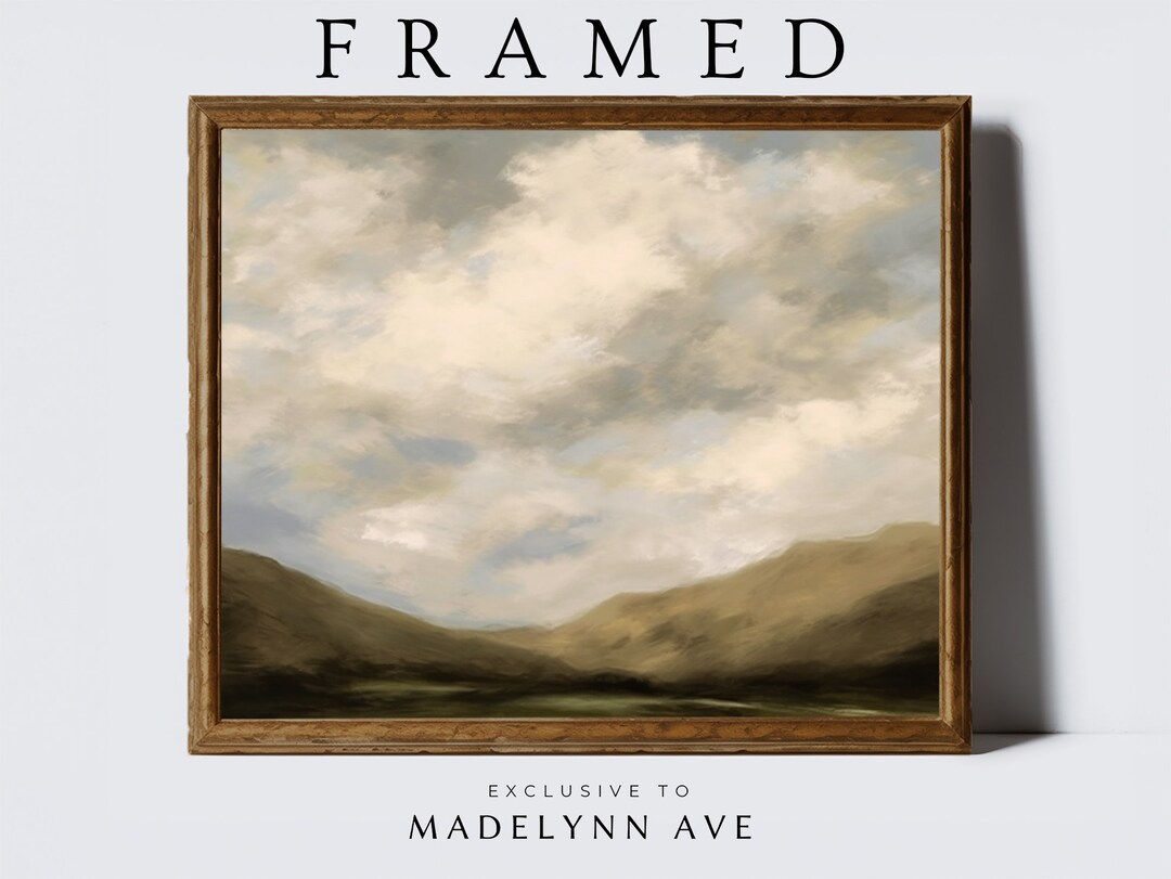 Framed Neutral Landscape Print, Framed Landscape Painting, Large Framed