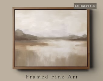 Framed Abstract Landscape Art Print, Wall Art for Living Room, Neutral Oil Painting, Modern Landscape, Fine Art on Framed Canvas, Giclee