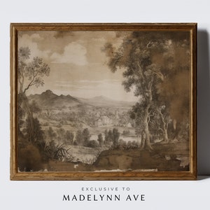 Vintage Landscape Art Print, Toile Art Print, Vintage Landscape Wall Art, Antique Landscape Painting, Toile Wall Art, Toile Painting, Toile