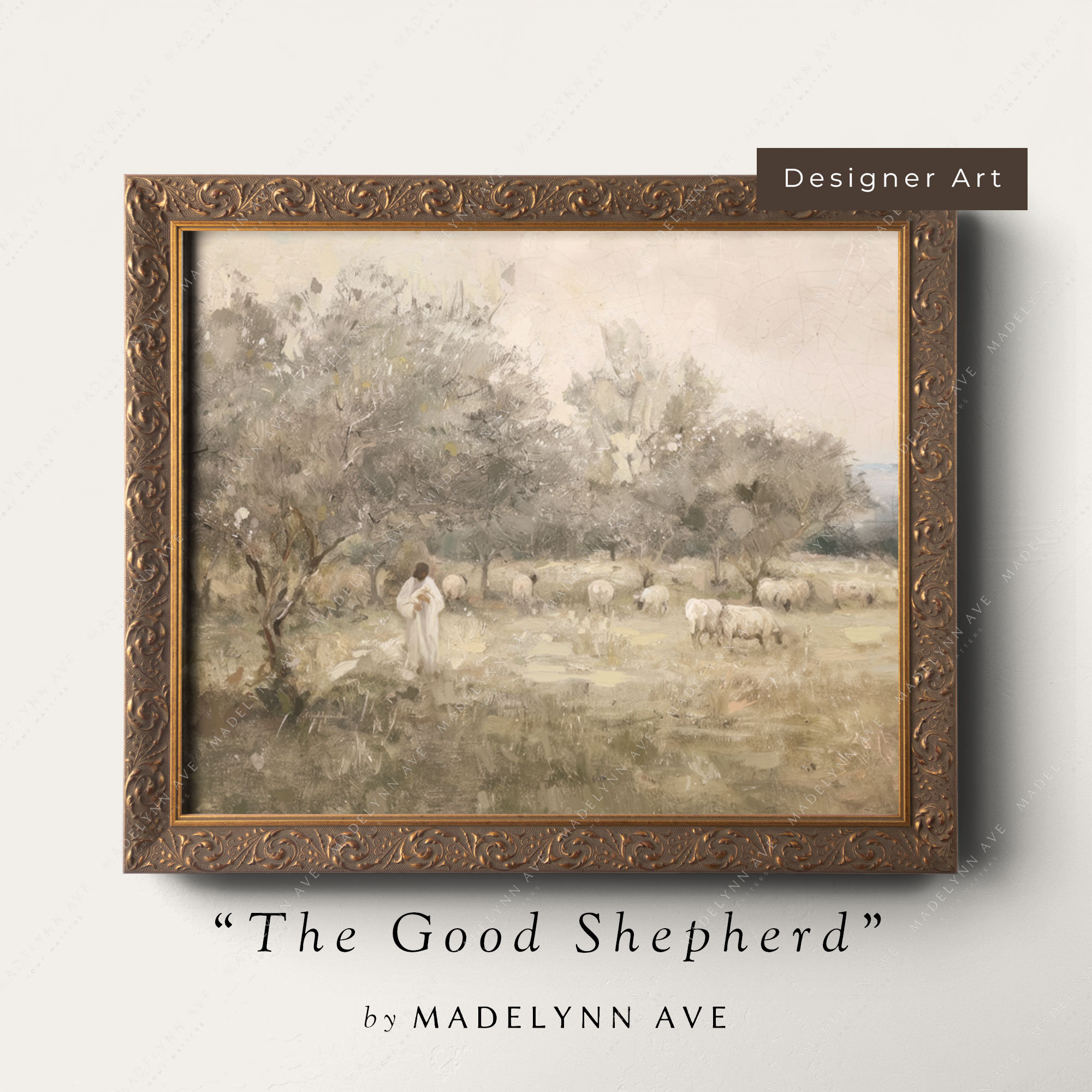 Modern Christian Wall Art, The Lord is my Shepherd Art Print, Jesus Leaves the 99, Religious Art, Jesus Art, Christ and Sheep, Oil Painting
