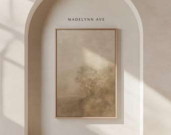 Stillness: Neutral Modern Landscape Wall Art - Framed Canvas or Unframed Print - Large Statement Art for a Peaceful Aesthetic