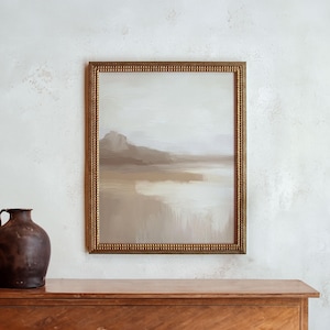 Minimalist Neutral Landscape Art Print – Unframed Soft Abstract Painting, Muted Earth Tone Wall Decor, Modern Serene Artwork for Calm Spaces