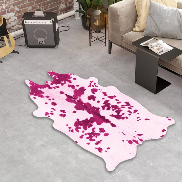 Pink Cowhide Rug, Cowhide Mat, Cowhide Decor, Cowhide Carpet, Tricolor Cowhide Rug, Pink Decor, Cow Carpet, Animal Skin Rug, Pink Carpet
