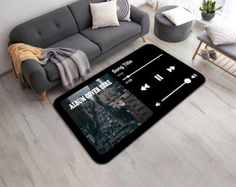 Tappeto di design del tuo artista preferito, tappeto stampato con album musicale preferito, regalo per gli amanti della musica, tappetino per app per servizio di streaming di musica digitale personalizzabile