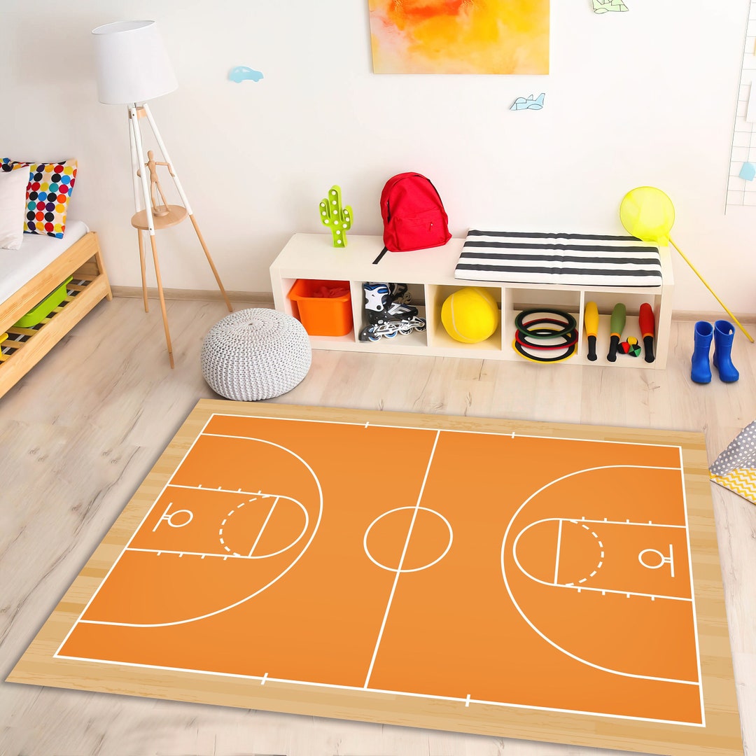 Orange Basketball Court Carpet Kids Room Decor Gift Gift for Etsy