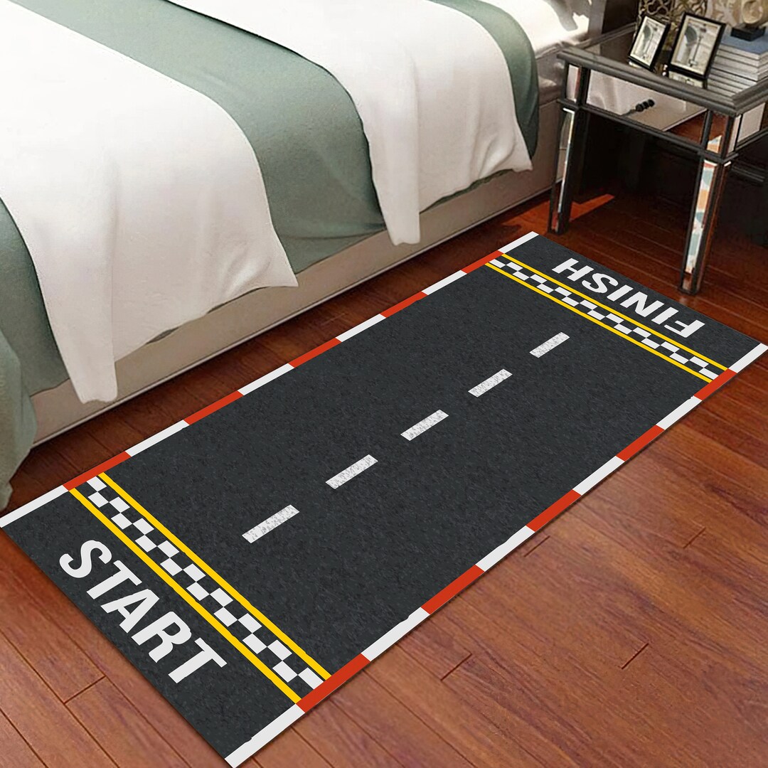 Race Track Rug, Road Race Street Rug, Car Rug, Boys Room Mat, Racing ...