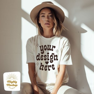White T-Shirt Mockup | Gildan 64000 Mockup | Model Mockup | White Mockup Shirt | Trendy Fashion tshirt Mockup | Boho | POD
