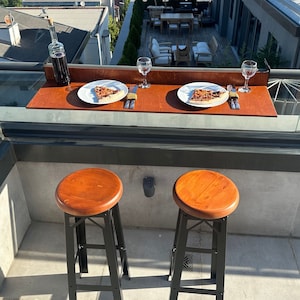 Balcony Bar Table for Small Apartment, Foldable Deck Railing Table for Patio, Fold Down Small Space Pub Table for Balcony
