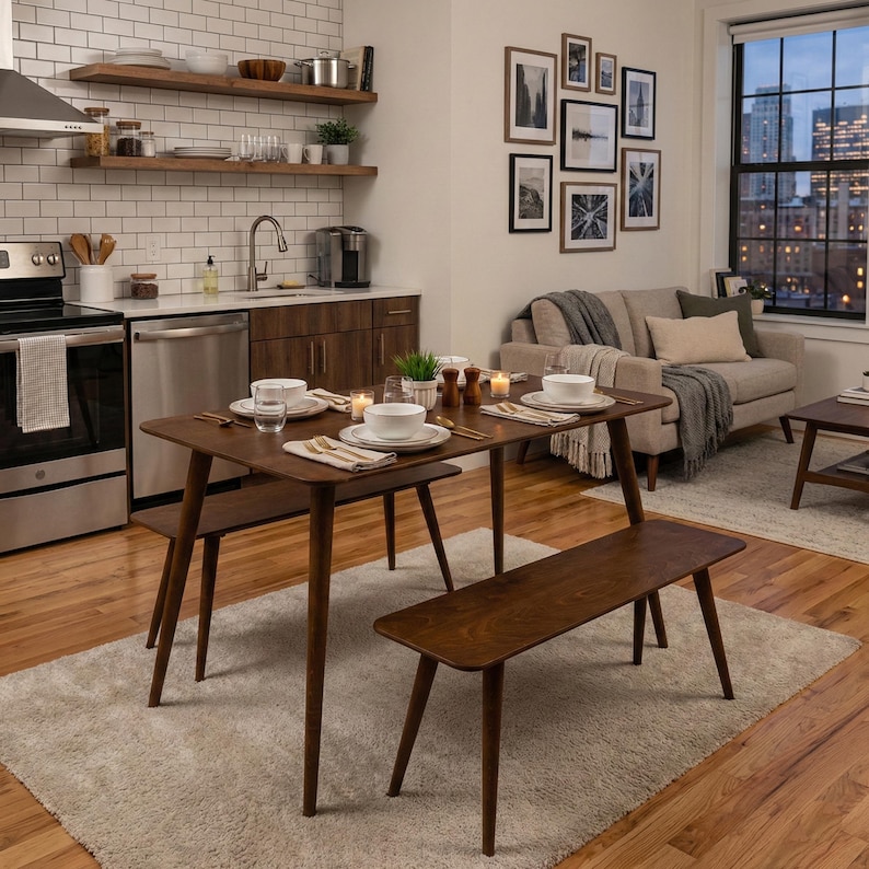 🍽️ Kitchen Small Wooden Dining Room Table Set – Farmhouse Narrow Dine Table with Benches

Bring rustic charm and practicality to your home with this kitchen small wooden dining table set. Perfect for 2, 3, or 4 seat setups, this farmhouse-style table combines narrow dining table design with handcrafted warmth, making it ideal for compact kitchens, breakfast nooks, or cozy dining rooms.