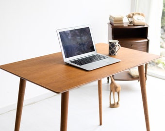 Walnut Wood Desk Table, Handmade MCM Small Writing Desk Home Office Furniture, Mid Century Modern Lap Desk, Aesthetic Computer Desk