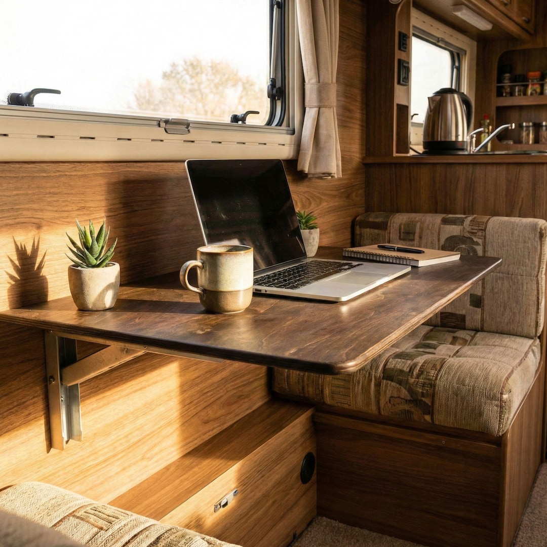 Fold-down Birch RV Table, Foldable Caravan Camper Kitchen Tables, Fold ...