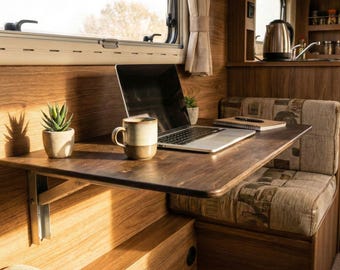 Tavolo pieghevole in betulla per camper, tavoli pieghevoli da cucina per roulotte e camper, scrivania a scomparsa per furgone