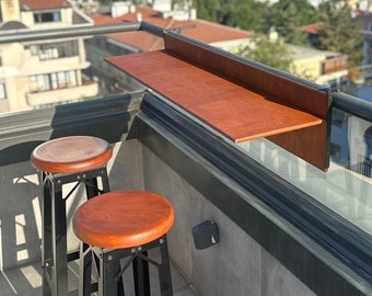 Large Balcony Bar Rail Space Saving Table, Deck Railing Desk Table Patio Furniture Home, Balcony Bar First Homeowner Housewarm Gifted