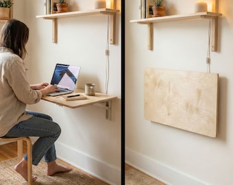 Wall Mounted Foldable Home Desk, Fold Down Small Space Saving Laptop Murphy Desks, Folding Kitchen RV Table