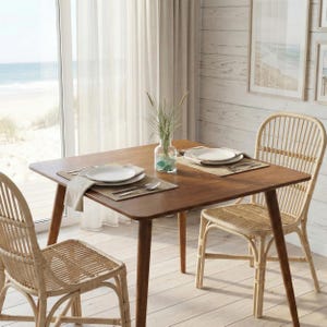 Square Wooden Dining Room Table, Narrow Space Dine Table Kitchen, Modern Small Breakfast Table Dinning Furniture