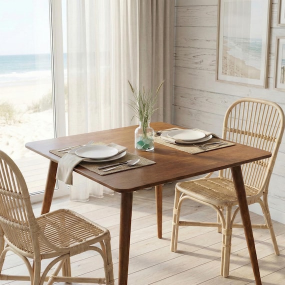 Square Wooden Dining Room Table, Narrow Space Dine Table Kitchen, Modern Small Breakfast Table Dinning Furniture