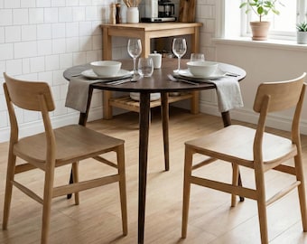 Mesa de comedor redonda de madera, mesa estrecha de estilo rústico para cocina, mesa de desayuno pequeña rústica de 2, 3 y 4 piezas, muebles fáciles de montar.