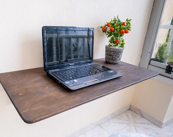 Murphy Table Desk, Handmade Wooden Computer & Lap Desk Home Furniture, Foldable Small MCM Table for Office, Kitchen Rustic Table